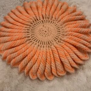 Handcrafted Two Tone Orange Crochet Doily